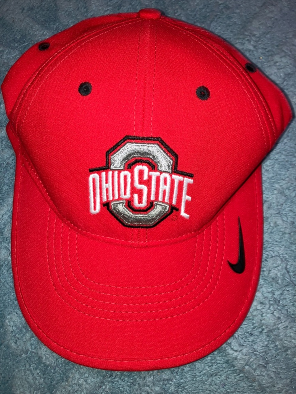 Nike Red Ohio State Baseball Cap with Black Swoosh OSFM